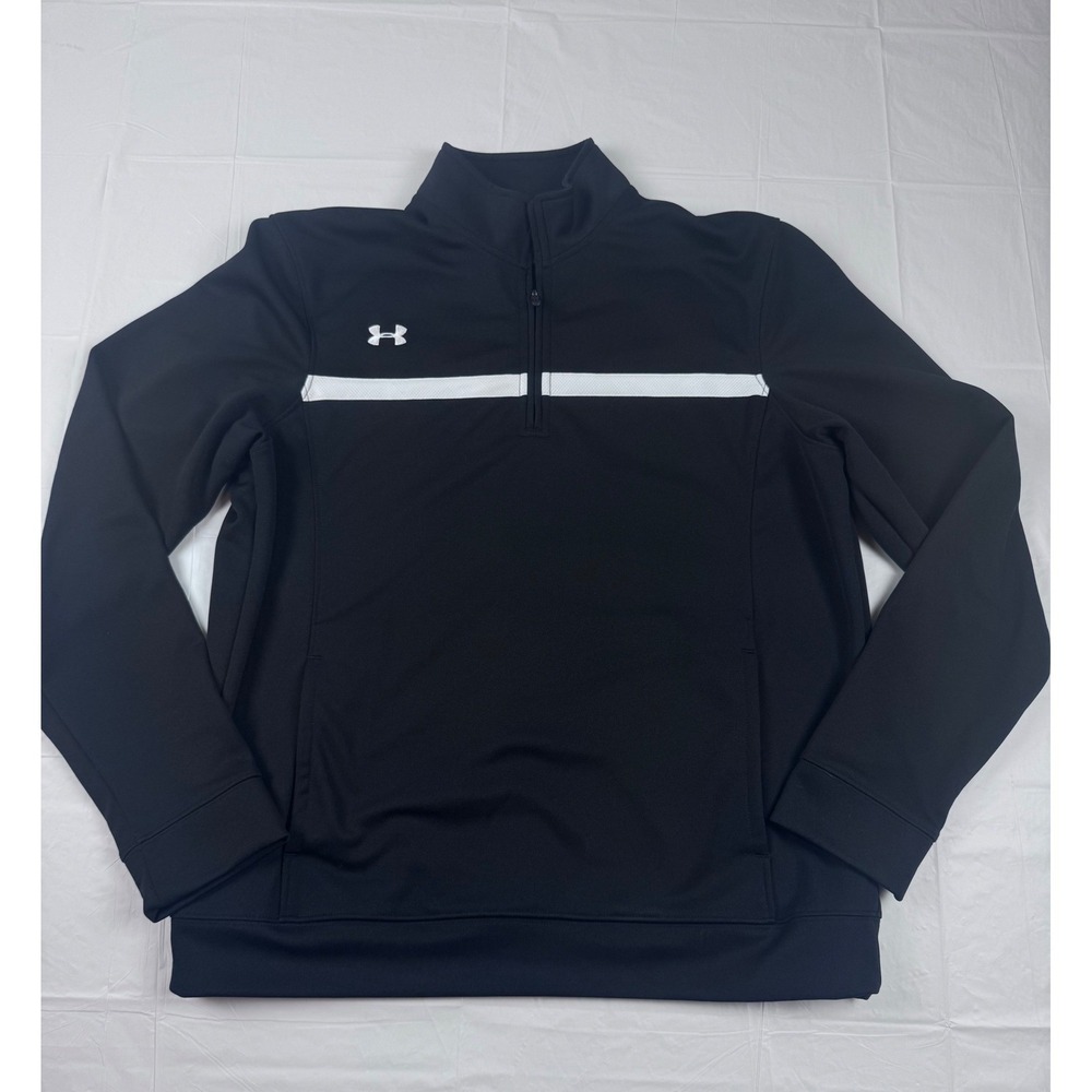 Under Armour Mens Allseasongear 1/4 Zip Pullover Black White Stripe Medium